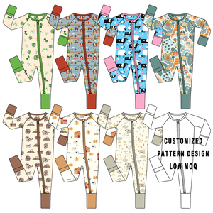 Horse Farm Pattern Bamboo Viscose  Pajamas  Winter Fall Custom Zippy Romper Footed Sleepers Toddler Clothing