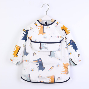 Baby  Toddler Long Sleeve Scarf Waterproof Art Smock Feeding Bib Apron Pocket Infant Boys Girls Burp Cloth Bandana Bibs