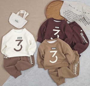5.5New Simple Baby Boys Casual Clothing Spring Long Sleeve 2PCS Set 1-5Years Solid Color  Cotton