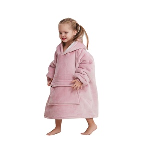 Customized Patterns Wearable Blanket Sherpa Oversized Sweatshirt Toddlers Hood Hoodie Blanket for  2-6Years