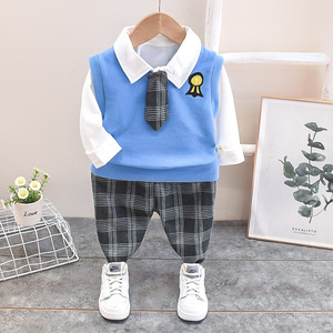 Autumn  Boutique Clothing Sets Toddler Boys  Set 3Pcs Coat Long Sleeve Shirt and Pants Casual Children’s Clothing Set