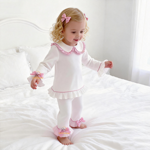 Easter  Pajama Peter Pan Collar Cotton Custom Children’s Pajamas Sets Frill Baby Girls Pyjamas Sets