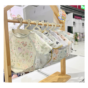 Manufacturer Custom Toddlers Unisex Children Eating Feeding  Short Sleeve Polyester Waterproof Baby Bibs Baby Items